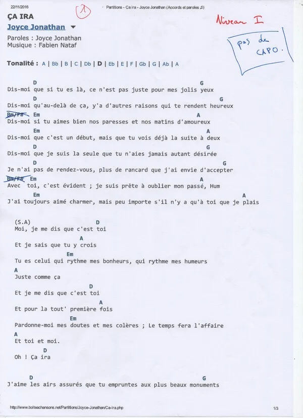 paroles, chant et accords