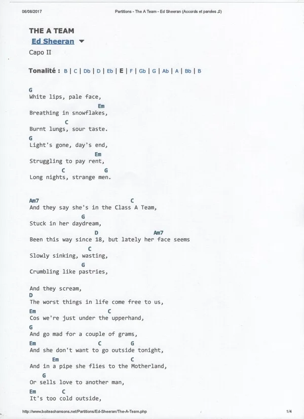 paroles, chant et accords